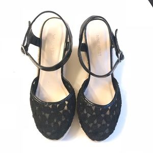 Nine West black wedge sandals